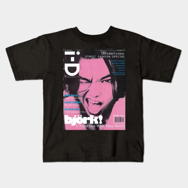 Bjork old magazine cover Kids T-Shirt by Lukasking Tees